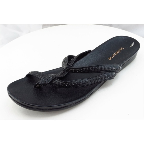 Liz Claiborne‎ Sz 9 M Black Flip Flop Synthetic Women Sandals - Picture 1 of 8